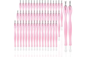 heemeei 50Pcs Nail Cuticle Trimmer Rubber Nail Cleaner, Plastic Handle Cuticle Knife, Double End Nail Dead Skin Fork Cuticle Pusher Bulk Nail Art Cuticle Remover Tools(Pink)