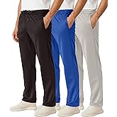 Real Essentials 3 Pack: Men's Mesh Open Bottom Sweatpants Gym Active Athletic Workout Casual Pants with Pockets (Big & Tall)