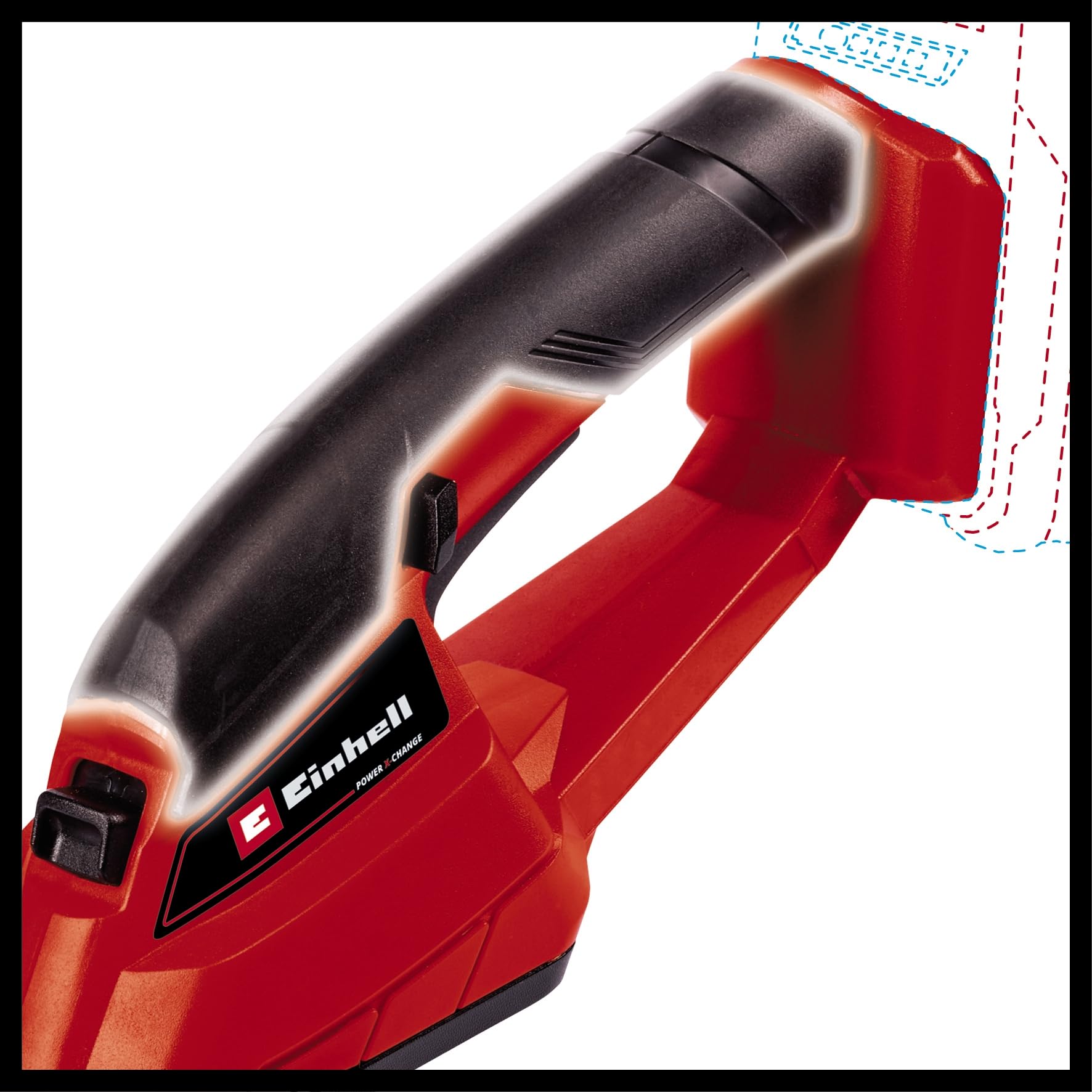 Einhell Akku-Gras- und Strauchschere GC-CG 18 Li-Solo Power X-Change (18 V, 100 mm / 200 mm Schnittlänge, wechselbares Grasschneideblatt + Strauchmesser, ohne Akku) 8