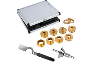 SpeTool 13-Piece Brass Router Template Bushing Guide Set - Locking Wrench, Centering Pin & Aluminum Case - Fits Routers with 