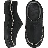 Zigzagger Men's Slip On Moccasin Slippers, Indoor/Outdoor Warm Fuzzy Comfy House Shoes, Fluffy Wide Loafer Slippers