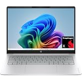 HP OmniBook 3 14 inch Next Gen AI PC, 2K Display, Snapdragon X X1-26-100, 16 GB RAM, 512 GB SSD, Qualcomm Adreno GPU, Windows 11 Home, Glacier Silver, 14-hz0099nr