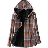 BENGVO Women's Full Zip Sherpa Lined Flannel Jacket Fleece Plaid Warm Winter Jacket Coat for Women