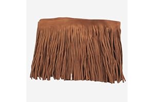 KEHUADIY 3 Yards 6 Inch Double Side Suede Tassel Fringe Trim, Faux Leather Fringe Trim for DIY Sewing Craft Garment Hem Accessories Handbag Boots Embellishment Decoration (Light Brown)