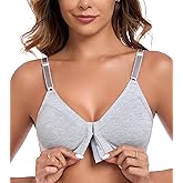 HACI Women's Front Closure Cotton Bra Wirefree Unpadded Full Coverage Everyday Bralette