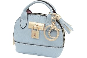 Zitokin Mini Tote Purse Keychain, Cute Tote Bag Coin Purse, Mini Backpack Keychain Wallet PU Leather (Sky Blue)