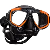 SCUBAPRO Zoom Scuba Mask with Ultra Clear Dual Lens and Lens-Change System for Optical Lenses for Diving, Black/Orange