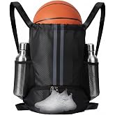 YEVOPOU Sports Drawstring Backpack with Shoes Compartment, String Gym Bag with Wet Proof Pocket for Basketball, Soccer, Swim, Black Sport Bag for Men and Women