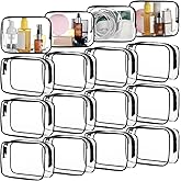 16 Pack Clear Cosmetic Bags Small Makeup Bags Travel Toiletry Bag for Women Men, Waterproof PVC Zipper Pouches Plastic Makeup Storage Bag for Travel Bathroom Toiletries Cosmetic Organizing, Black