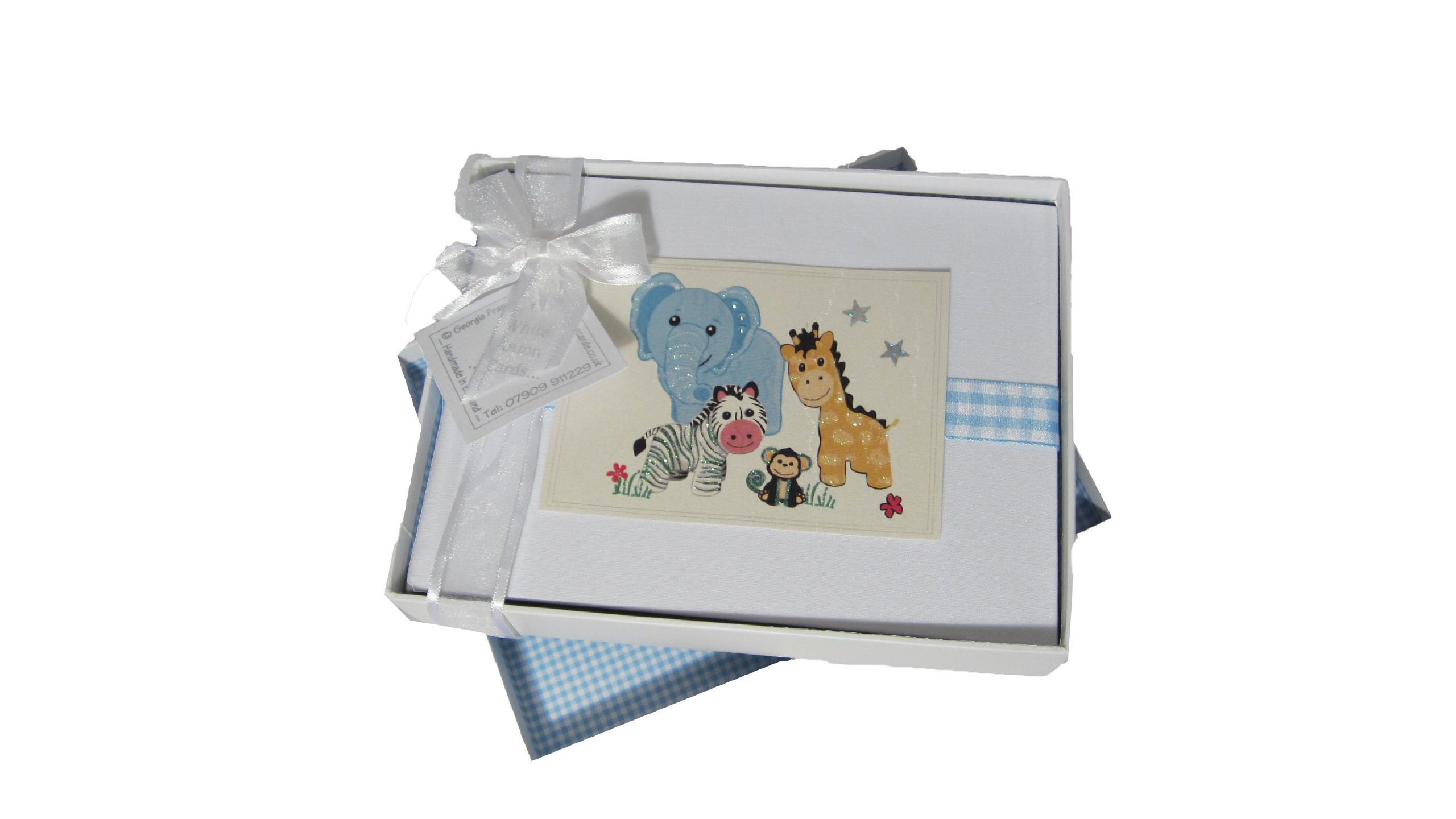 White Cotton Cards Safari Animals Small Album (Blue)