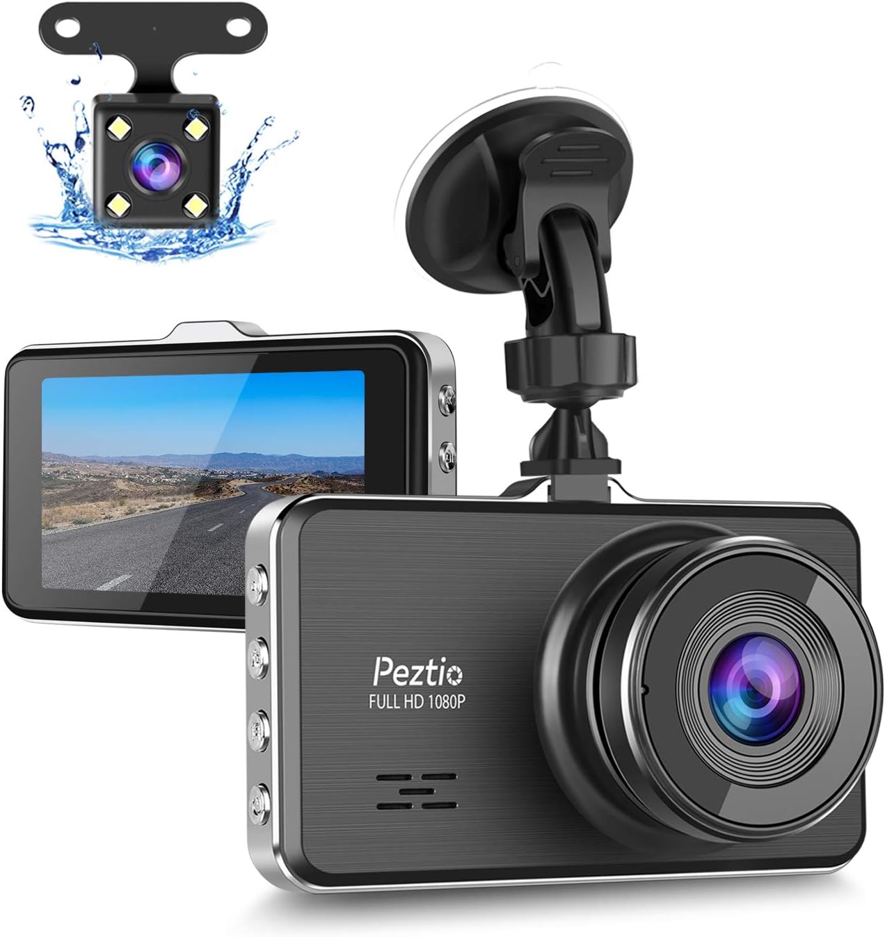 Dash Cam Front and Rear, Full HD 1080P Dash Camera for Cars, Car Dash Camera with 3 inch IPS Screen, G-Sensor, Parking Monitor, Loop Recording, Night Vision