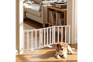 Snagle Paw Short Dog Gate,16.5" Tall Freestanding Metal Dog Gate Only for Small Dogs with Support Feet Easily Step Over,Up to