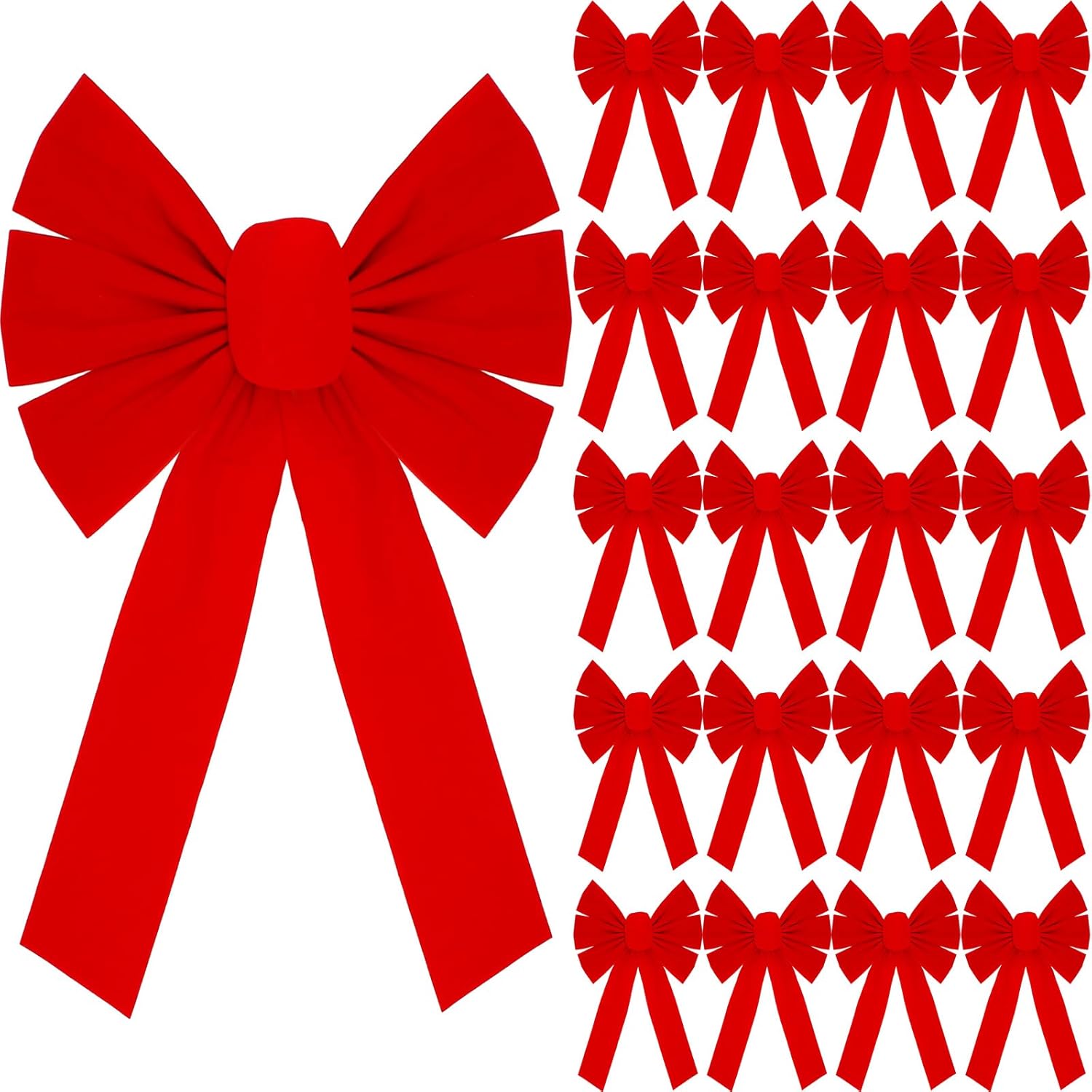 Bows & Ribbons - Hoteam 24 Pieces Large Christmas Red Velvet Bows Christmas Wreath Bow Hanging Xmas Tree Topper Bow for Indoor Outdoor Decor Wrapping Crafts DIY Decor Boutique Use (16 x 10 Inch)