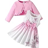 Kunyeah Baby Girls Dress and Cardigan Set Infant Ruffle Shrug Coat Butterfly Print Skirt Toddler Long Sleeve Outfit