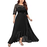 Miusol Women's Plus Size Elegant Ruffle Floral Lace Bridesmaid Maxi Dress