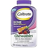 Caltrate Chewables 600 Plus D3 Vitamin D and Calcium Supplement, 155 count | Sugar Free, Highest Level of Vitamin D3, Maximizes Calcium Absorption to Support Strong Bones and Daily Function