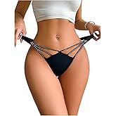 SOLY HUX Women's Glitter Rhinestone G String Thongs Cut Out Low Rise Panties Underwear