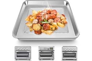 GWYXC Air Fryer Tray Replacement for Cuisinart TOA-60 TOA-65 TOA-70 Toaster Air Fryer Convection Oven, 12.4 * 11'' Mesh Air Fryer Stainless Steel Basket Wire Rack Accessories Parts, Dishwasher Safe