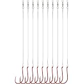 Avlcoaky Fishing Hooks with Steel Wire Leader, 50pcs Octopus Catfish Hooks Pre-Rigged Anti-Bite Stainless Steel Trace for Toothy Fish, Saltwater High Carbon Steel Circle Trout Hooks for Shark, Walleye