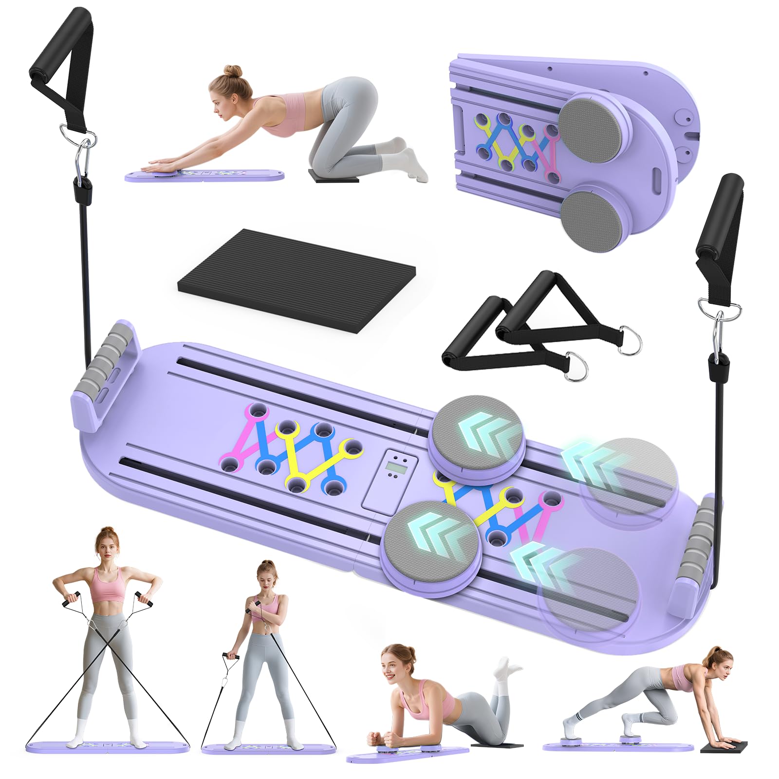 Photo 1 of ***FACTORY SEALED*** Lazolloa 4 in 1 Home Gym Equipment, Pilates Board for Women, Foldable Pilates Reformer Set with Timer, Portable Pilates Machine for Home Workout, Fitness, Exercise, Ab, Core