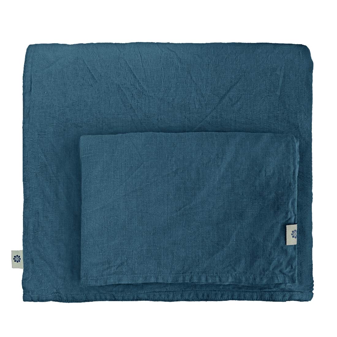 Linen & Cotton Duvet Cover Set ALICIA, 100% Stonewashed Linen - DOUBLE (200 x 200cm), Petrol Blue — image 1