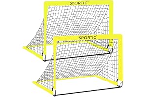 SPORTIC 2 Pack 4' x 3' Soccer Goal Net Set, Pop Up Kids Practice Soccer Goals for Indoor and Outdoor.Portable Soccer Net with Carrying Bag & Ground Pegs, Perfect for Backyard, Field, Court
