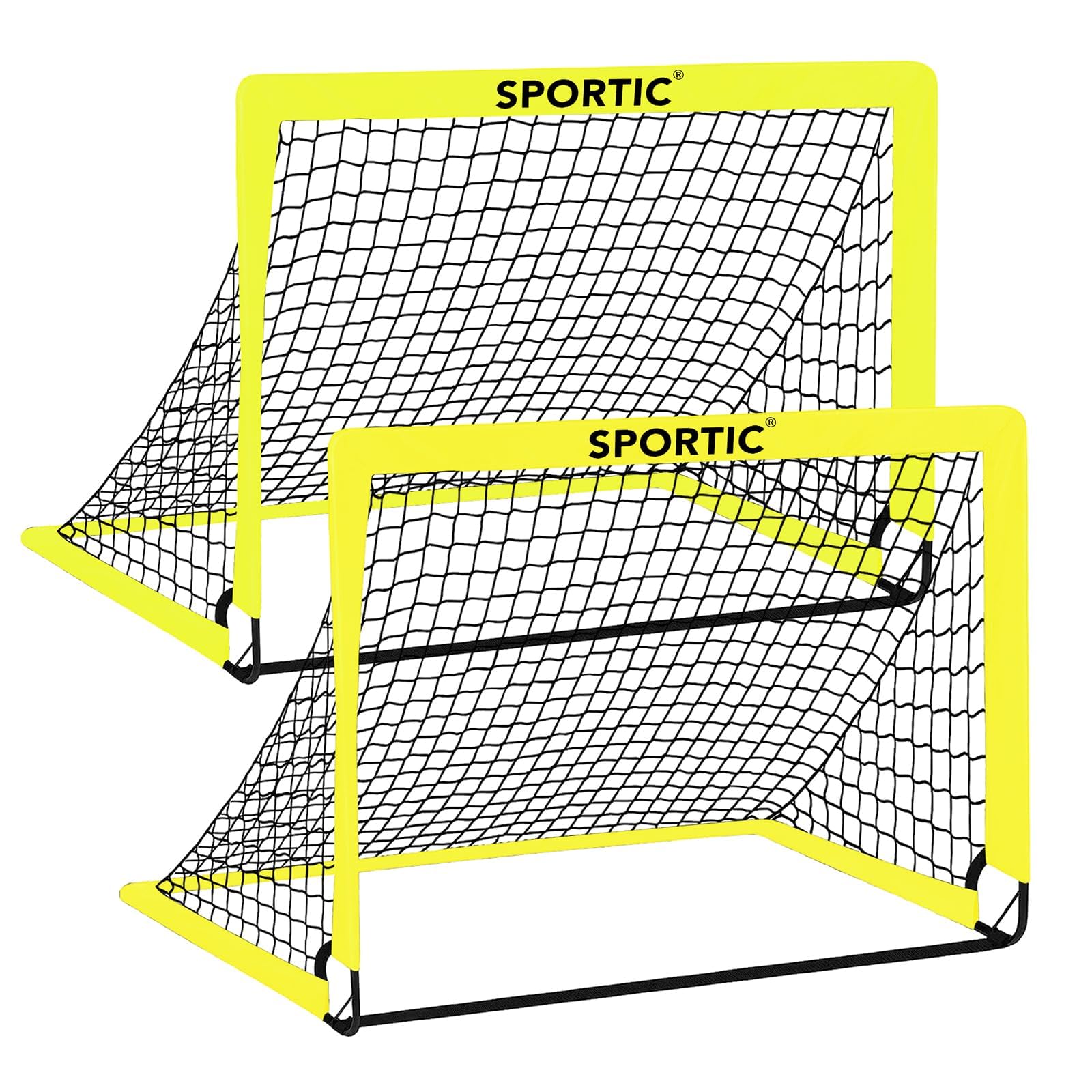 Photo 1 of 2 Pack 4' x 3' Soccer Goal Net Set, Pop Up Kids Practice Soccer Goals for Indoor and Outdoor.Portable Soccer Net with Carrying Bag & Ground Pegs, Perfect for Backyard, Field, Court (Yellow)