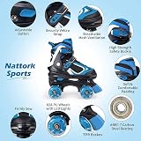 Nattork Kids Roller Skates Blue Adjustable Sizes Indoor Outdoor Light Up Wheels view 2