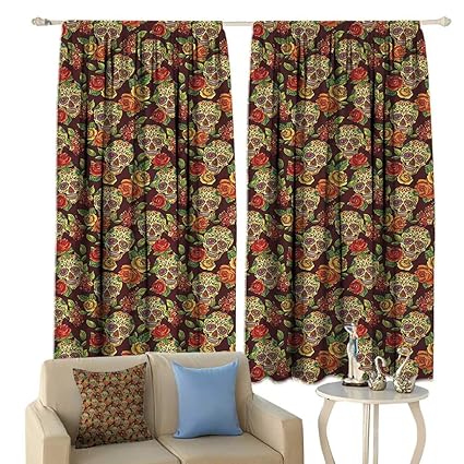 Amazon Com Fengruiyanjing Sugar Skull Blackout Window Curtain