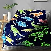 TEHALK Dinosaur Glow in The Dark Blanket for Boys/Girls/Toddler/Baby, Dinosaur Toys for Boy Age 3-12, Cute Funny Kids Throw Blanket for Birthday/Gifts 40"x 60"