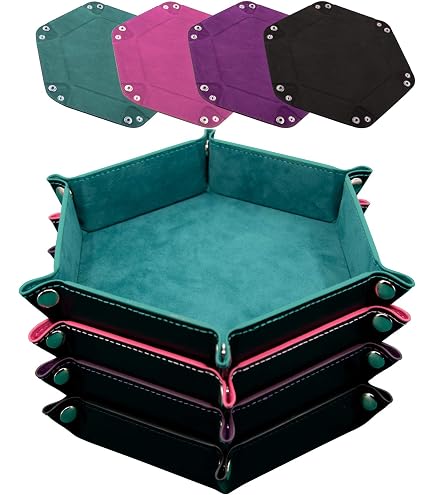 SIQUK Lot de 6 plateaux à dés pliables en cuir synthétique pour jeux de dés, 6 couleurs foncées SIQUK Lot de 6 plateaux à dés pliables en cuir synthétique pour jeux de dés, 6 couleurs foncées