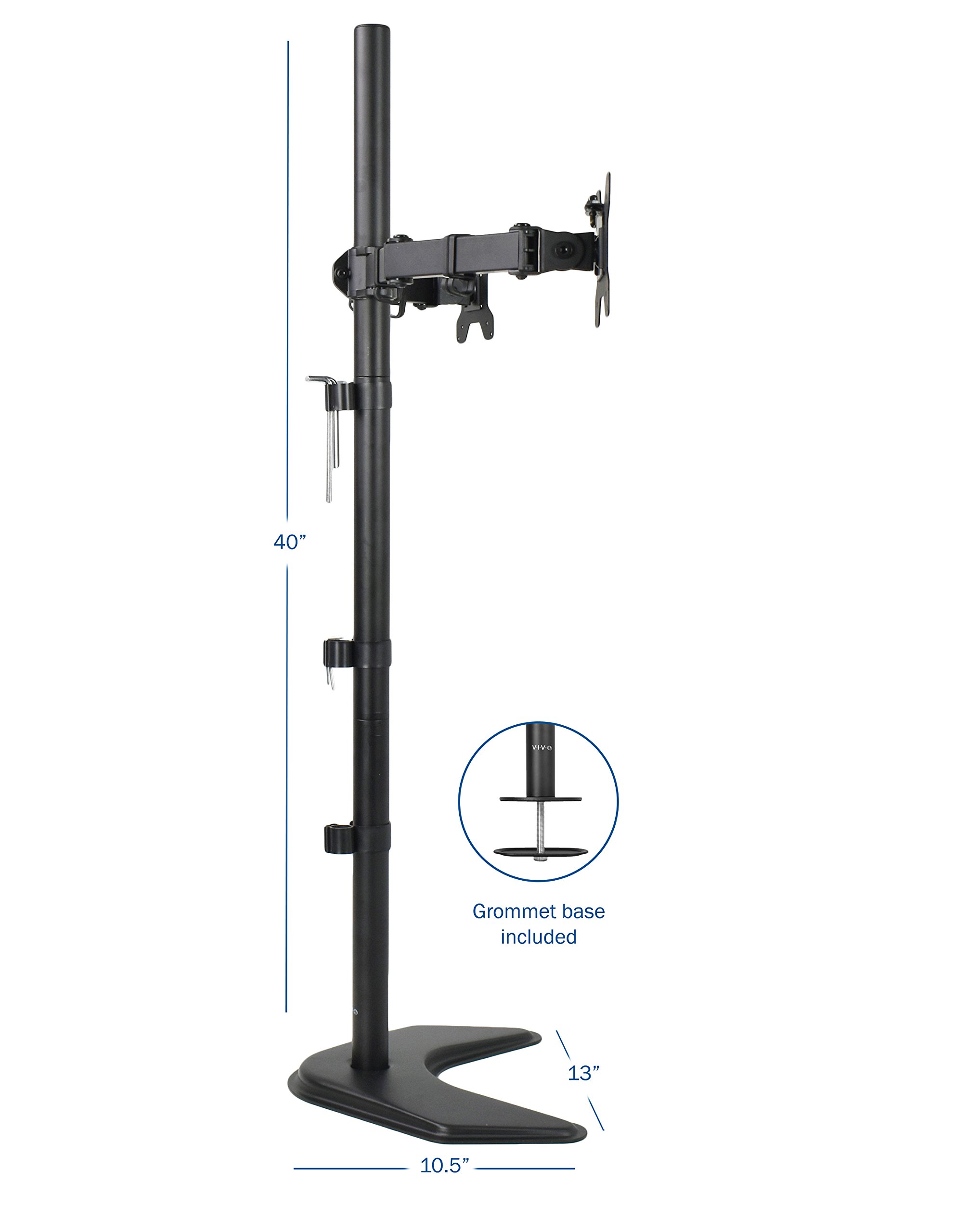 VIVO Dual Monitor FreeStanding Stand up Desk Mount Extra Tall 40" Pole