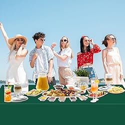 WNINK 4 Pack Dark Green Plastic Tablecloth