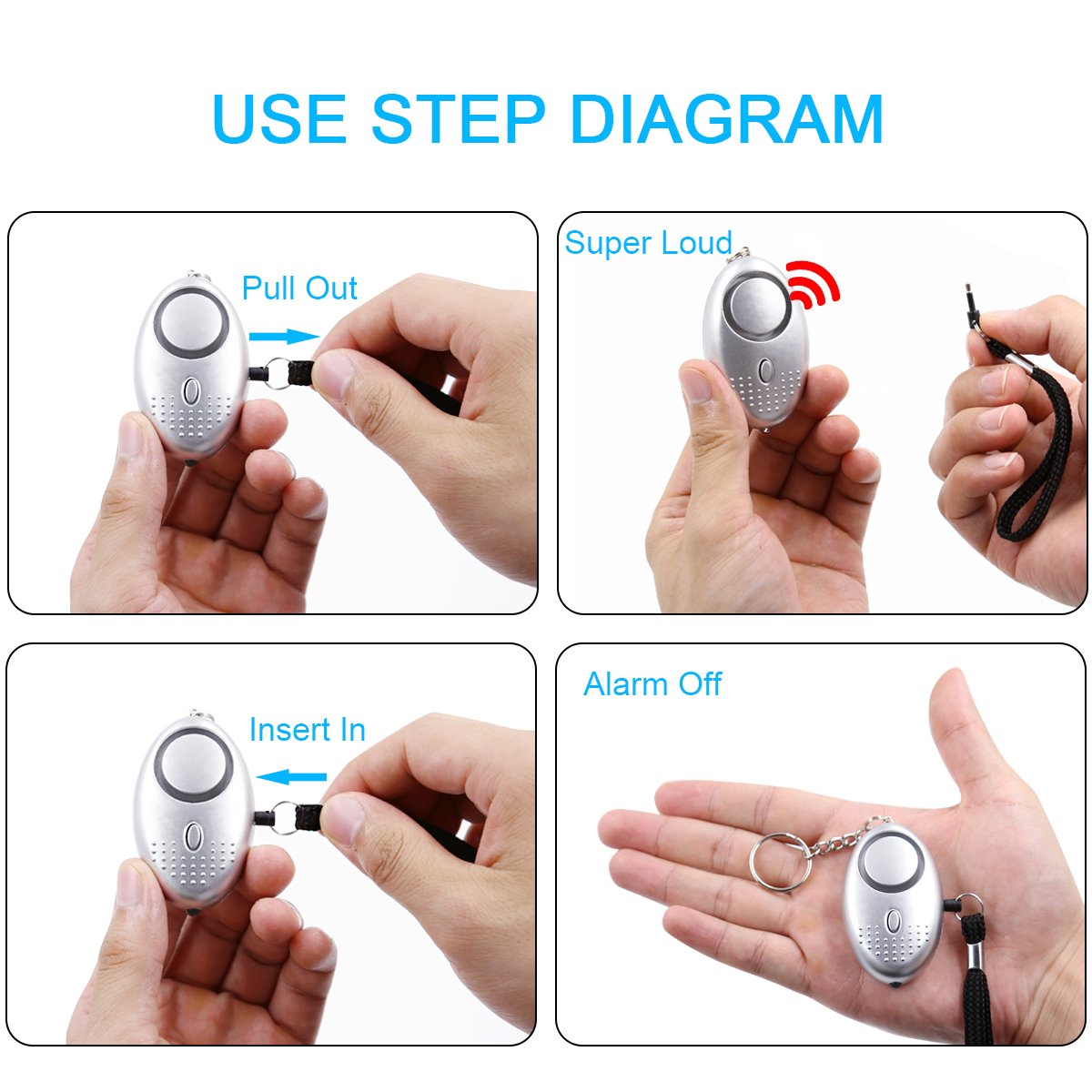 Emergency Mini Personal Alarm - Safe 120dB Self Personal Sound alarm kits & Emergency LED Flashlight,Emergency Personal Alarm Keychain Self Defense for Women Girls Kids,Alarm Noise to Scare Attackers