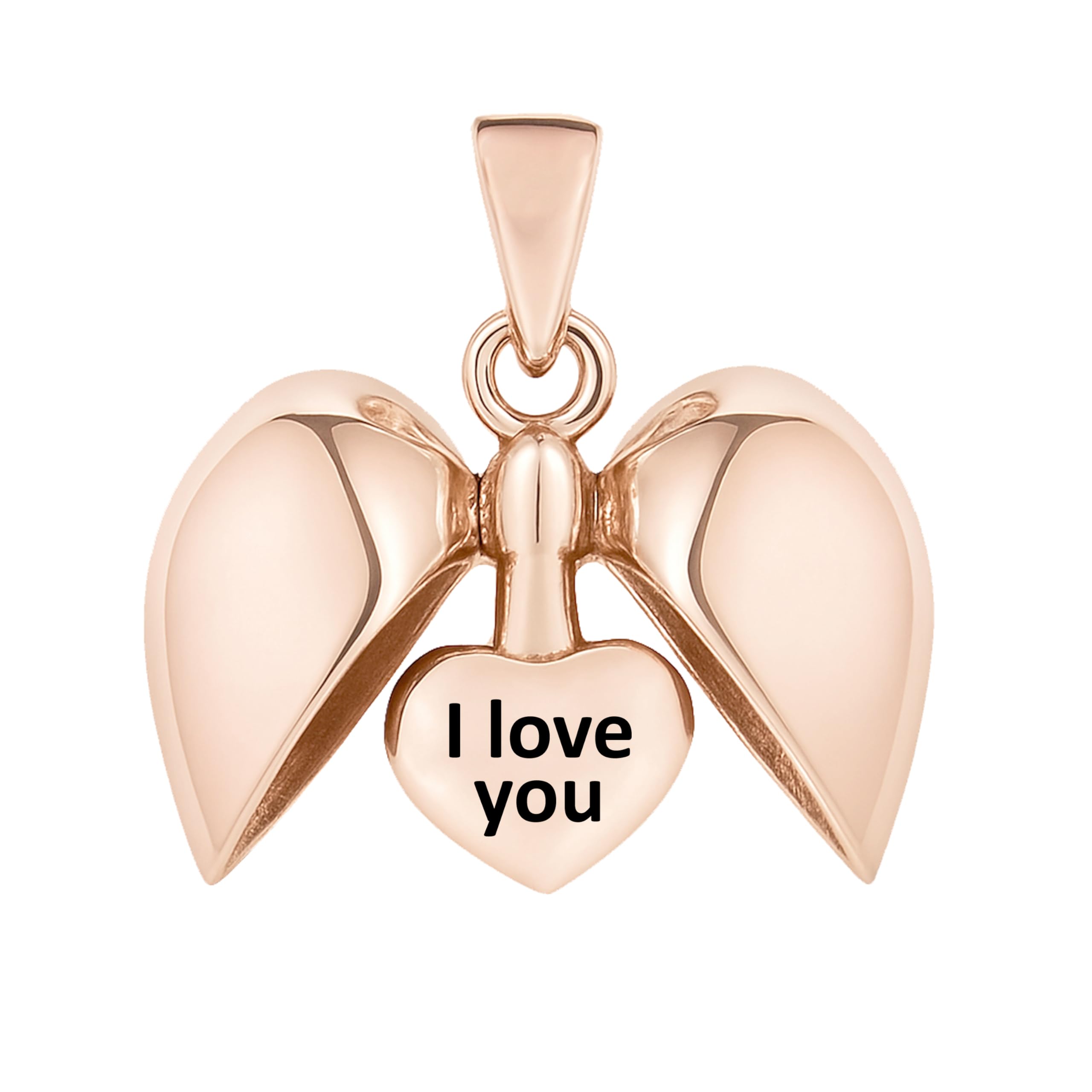 I Love You Heart Charm Bead Necklace Pendant 925 Sterling Silver with Rose Gold for Pandora Moments Bracelets Her Girls Women - Gift box