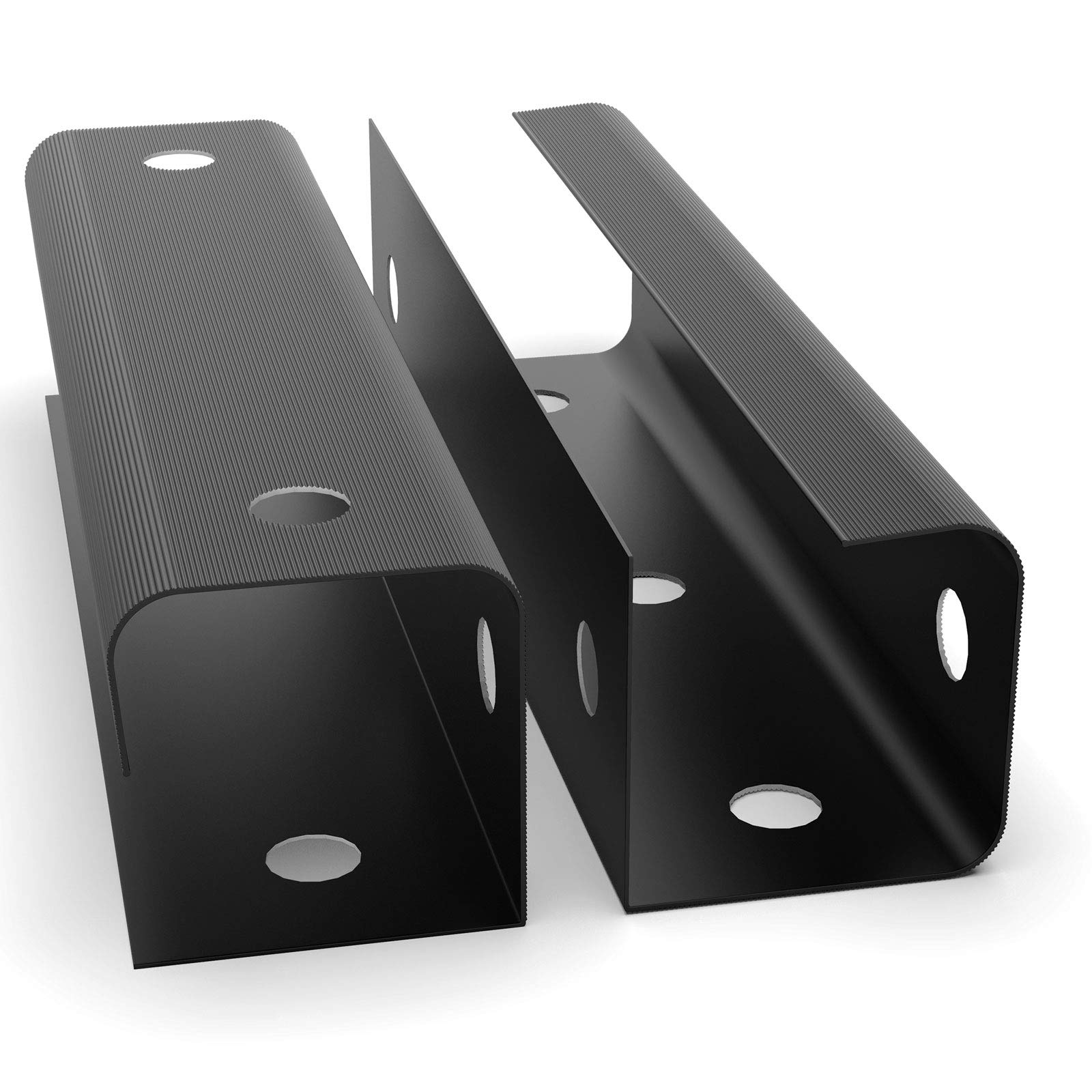 Yecaye Under Desk Cable Management Cable Tray with Mounting Tape, Organizer Cable Tray for Cords Wires Power Strip Power Bricks, U Channel Cable Tray for Office, Home (15.7" Each, Black)