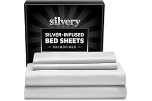 Silvery Silver Infused Bed Sheets Set - Ultra-Soft Temperature-Regulating Fabric with Self-Cleaning Technology™ That Stays Fr