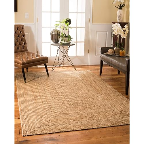 Fernish Décor Handwoven Jute Area Rug, Natural Yarn, Rustic Vintage Braided Reversible Rug (3 x 5 Feet)