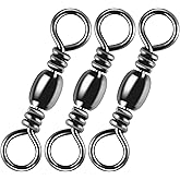 Alwonder 100-Pack Fishing Barrel Swivels, High Strength Stainless Solid Ring Brass Barrel Swivel with Black Nickel Coating, Rolling Fishing Swivels Tackle Line Connector Saltwater Freshwater