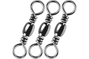 Alwonder 100-Pack Fishing Barrel Swivels, High Strength Stainless Solid Ring Brass Barrel Swivel with Black Nickel Coating, Rolling Fishing Swivels Tackle Line Connector Saltwater Freshwater