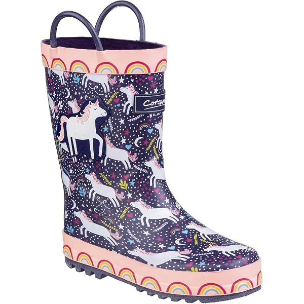 Cotswold PVC Kids Rainbow Wellington Boots - US Toddler Size 7.5, Waterproof, Camo Lining