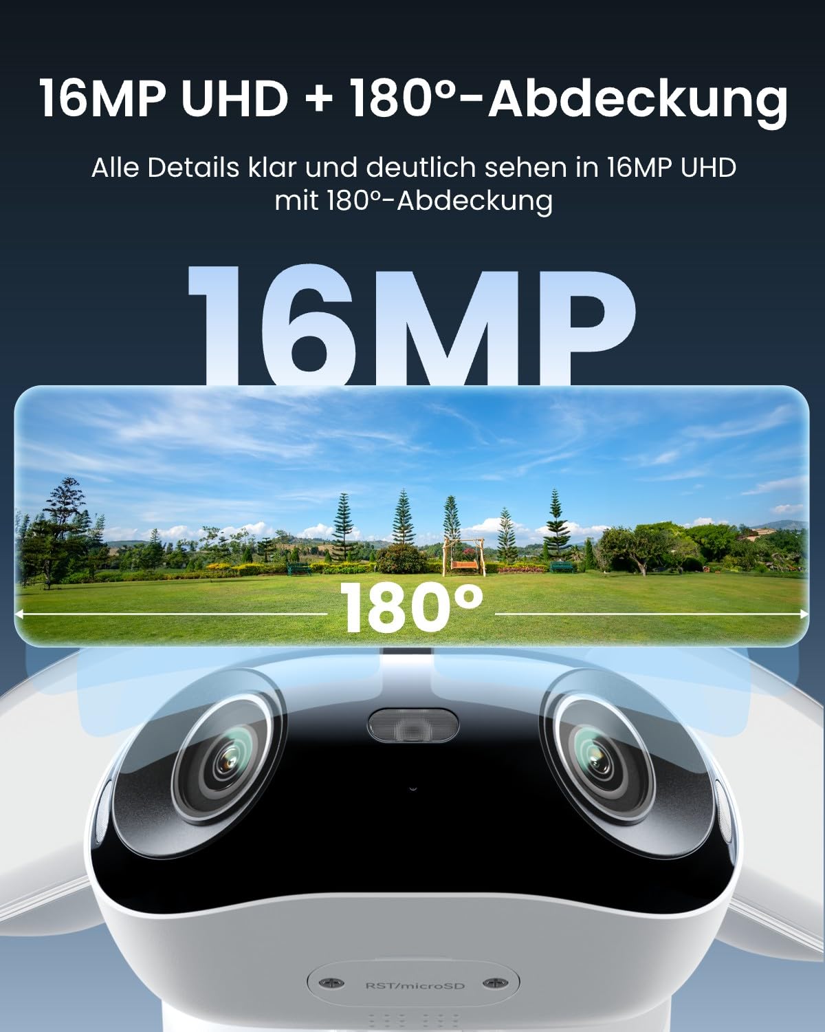 Reolink 16MP PoE Überwachungskamera Außen mit 180° Dual-Objektiv, 2800 Lumen Beleuchtung, Vollfarb- & IR- Nachtsicht, Smart-Erkennung, 24/7 Aufzeichnung mit Bewegungsspur, Elite Pro Floodlight PoE 2