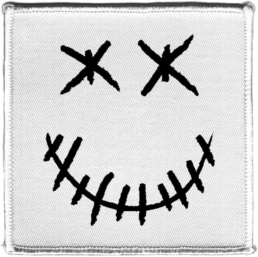 Hat Shark Stitched Skull Face 4" X 4" Iron On Patch Applique (Smile)