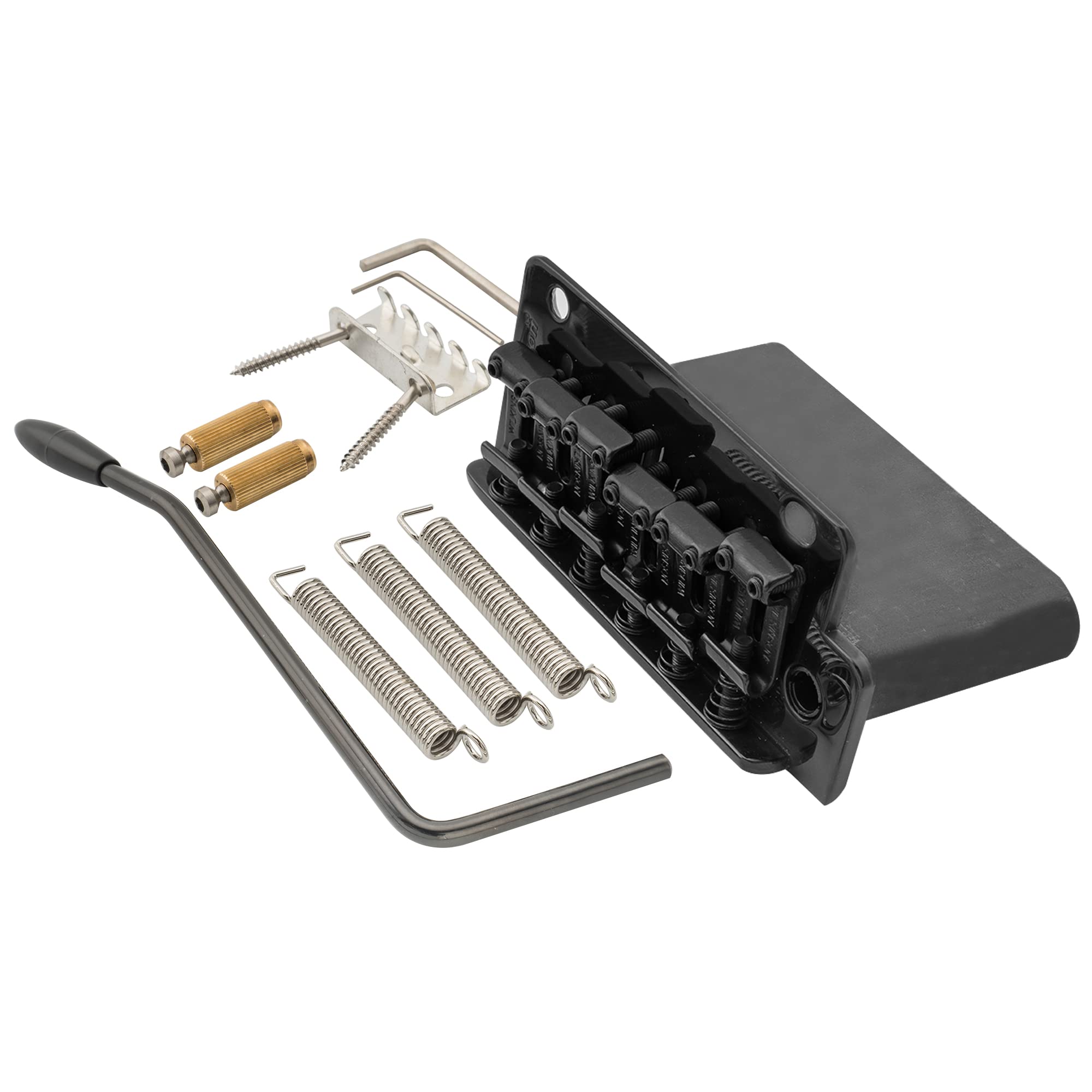 Wilkinson WV2-SB 54mm Vintage Steel Saddles 2-Point Guitar Tremolo Bridge with Full Solid Steel Block for Import Strat and Japan Strat, Black