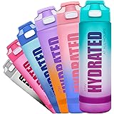 Fidus 32oz Motivational Water Bottle with Time Marker & Chug Lid, Leakproof BPA Free Tritan Wide Mouth, Ensure You Drink Enou