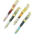 Lanxivi 4 PCS Yongsheng 3008 Piston Fountain Pen Fine Nib Transparent Diversity Color Gold Trim Set