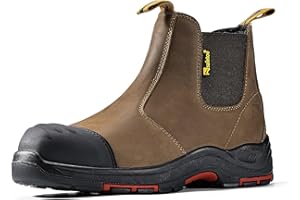 Mens Chelsea Work Boots Steel Toe Safety Boots Cow Leather Waterproof Lightweight Working Shoes …