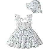SODLON Kids Toddler Dress Baby Girl Summer Clothes Sleeveless Ruffle Smocked Dresses Little Girls Casual Boho Beach Sundress