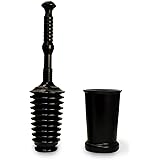 Master Plunger MP500-3TB Heavy Duty Bathroom Toilet Plunger Kit with Tall Bucket. Equipped with Air Release Valve, Black