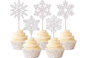 Rsstarxi 30 Pack Snowflake Cupcake Toppers Glitter Winter Frozen Theme Cupcake Picks Baby Shower Cake Decorations for Snowflake Theme Christmas Kids Birthday Party Supplies Silver